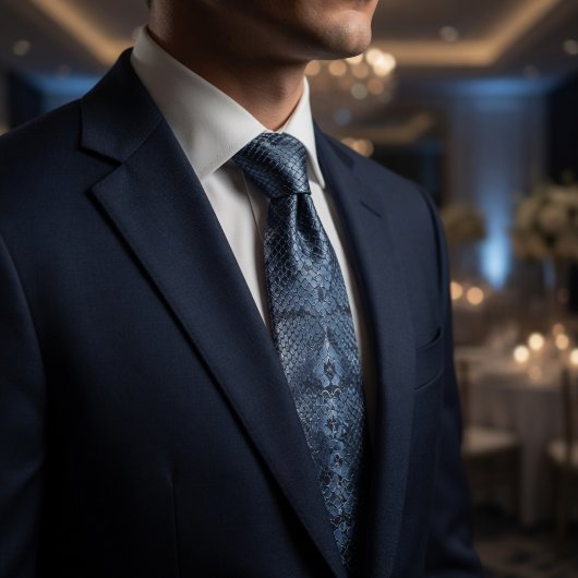Midnight Blue Python Snakeskin ネクタイ