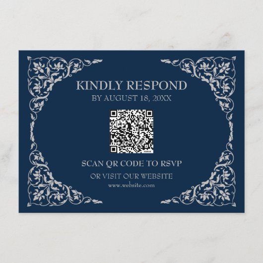 Midnight Blue QR RSVP Card エンクロージャーカード (正面)