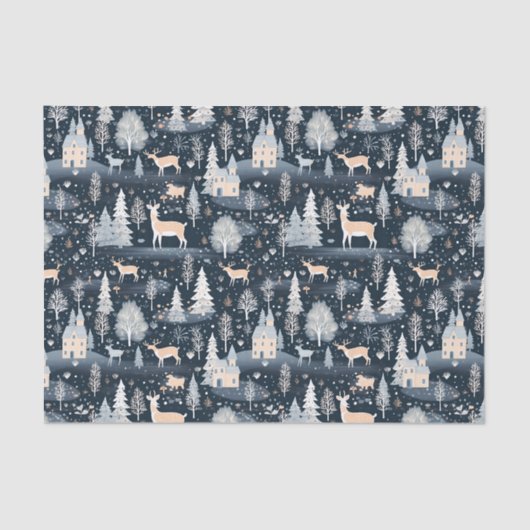 Midnight Blue Snowy Village  薄葉紙 (正面)