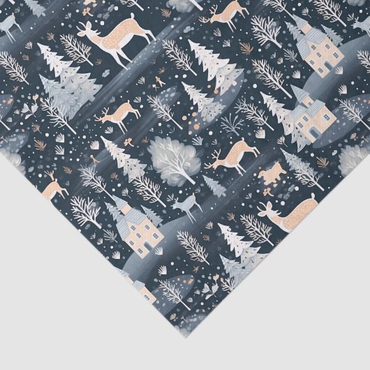 Midnight Blue Snowy Village 薄葉紙 (詳細)