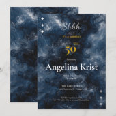 Midnight Blue Surprise Milestone Birthday 招待状 (正面/裏面)