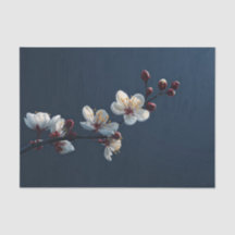 Midnight Blue White Sakura Burgundy Bud Branch