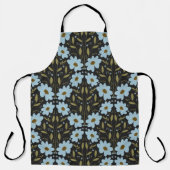 Midnight Bluebell Garden | Dark Elegant Floral エプロン (正面)