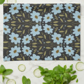 Midnight Bluebell Garden | Elegant Dark Floral キッチンタオル (折り畳み)