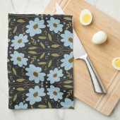 Midnight Bluebell Garden | Elegant Dark Floral キッチンタオル (四つ折り)