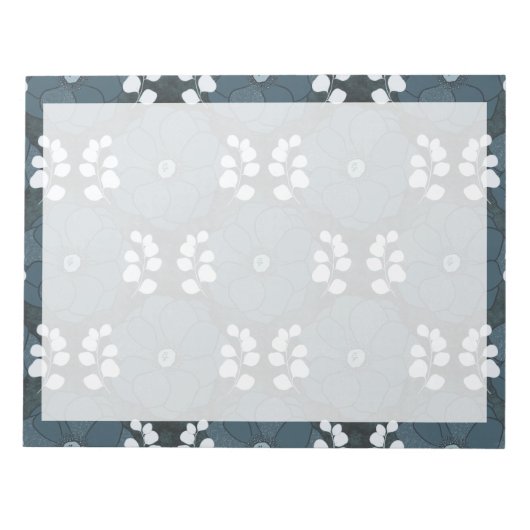 Midnight Botanica | Dark Indigo Floral ノートパッド (正面)