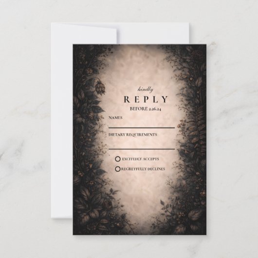 Midnight Botanical Gothic Wedding 出欠カード (正面)