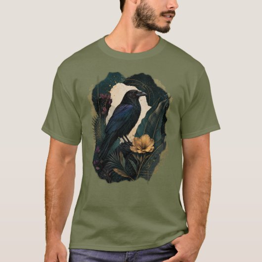 Midnight Botanical Raven Tシャツ (正面)