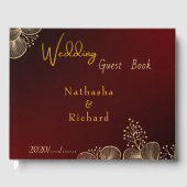 Midnight Burgundy & Gold Floral Wedding ゲストブック (正面)