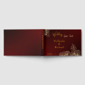 Midnight Burgundy & Gold Floral Wedding  ゲストブック (全面)
