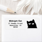 Midnight Cat Black Cat Return Address Labels ラベル (インサイチュ)