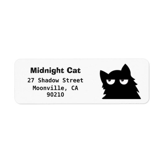 Midnight Cat Black Cat Return Address Labels ラベル (正面)