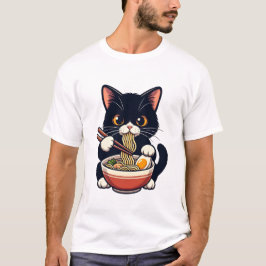 Midnight Cat Ramen Buddy Tシャツ