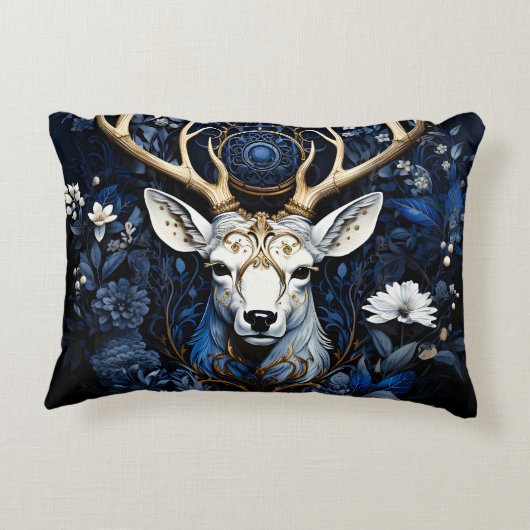 Midnight Celestial Floral Gothic Deer  アクセントクッション (裏面)