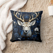 Midnight Celestial Floral Gothic Deer  クッション (ブランケット)