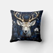 Midnight Celestial Floral Gothic Deer  クッション (裏面)