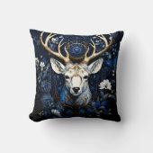 Midnight Celestial Floral Gothic Deer  クッション (正面)