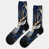 Midnight Celestial Floral Gothic Deer ソックス (左)