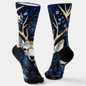 Midnight Celestial Floral Gothic Deer  ソックス (傾斜あり)
