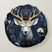 Midnight Celestial Floral Gothic Deer  ラウンドクッション (裏面)