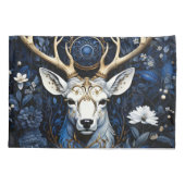Midnight Celestial Floral Gothic Deer 枕カバー (裏面)