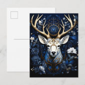 Midnight Celestial Floral Gothic Deer 案内ポストカード (正面/裏面)
