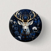 Midnight Celestial Floral Gothic Deer  缶バッジ (正面)