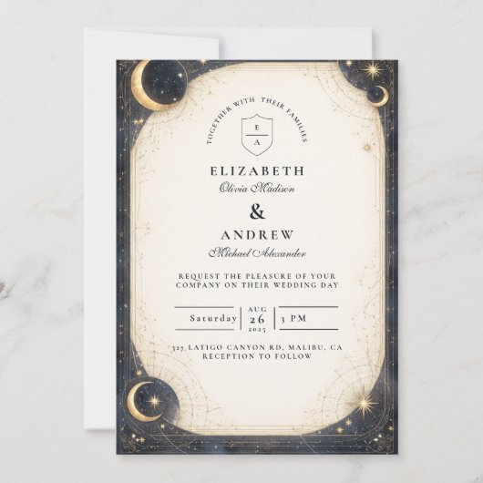 Midnight Celestial Garden Wedding 招待状 (正面)