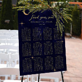 Midnight Celestial Gold Moon Wedding Seating Chart ポスター