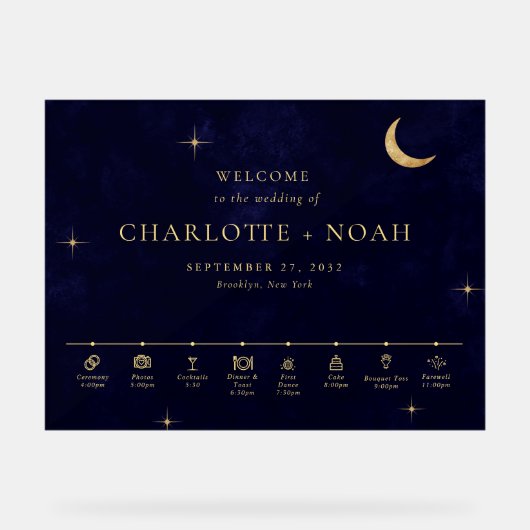 Midnight Celestial Wedding Timeline Welcome アクリルサイン (正面)