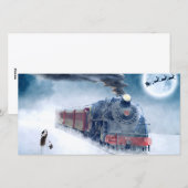 Midnight Christmas Train with Girl and Santa シーズンカード (正面/裏面)