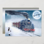 Midnight Christmas Train with Girl and Santa シーズンカード (正面/裏面)