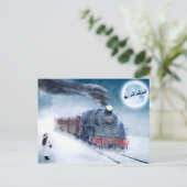 Midnight Christmas Train with Girl and Santa シーズンポストカード (スタンド正面)