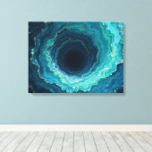 Midnight Currents –24"×18" 抽象的な流動の海 キャンバスプリント (インサイチュ (ウッドフロア))