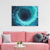 Midnight Currents –24"×18" 抽象的な流動の海 キャンバスプリント (インサイチュ (リビング))