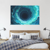 Midnight Currents –60"×40" 抽象的な流体の海 キャンバスプリント (インサイチュ (寝室))
