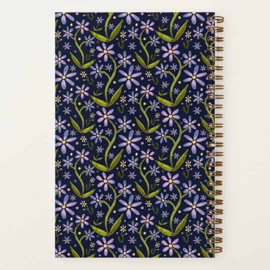 Midnight | Dancing Watercolor Daisies ノートブック (裏面)