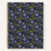 Midnight | Dancing Watercolor Daisies ノートブック (正面)