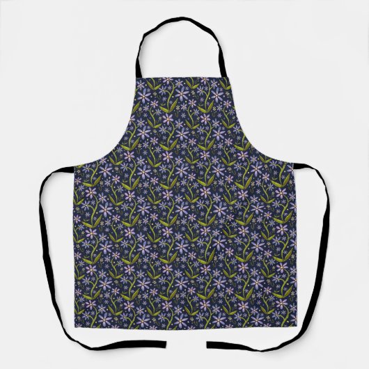 Midnight | Dancing Watercolor Daisies Apron エプロン (正面)