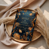 Midnight Deep Sea Gold Nautical Wedding 招待状