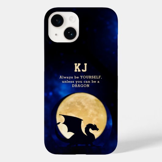 Midnight Dragon Minimalist Initials Back to School Case-Mate iPhoneケース (裏面)