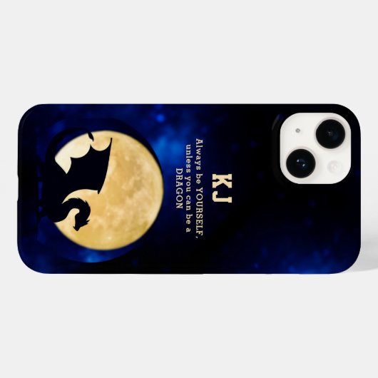 Midnight Dragon Minimalist Initials Back to School Case-Mate iPhoneケース (裏面 (横))