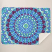 Midnight Dreams Mandala Cozy Blue Boho Relax シェルパブランケット (正面(横))