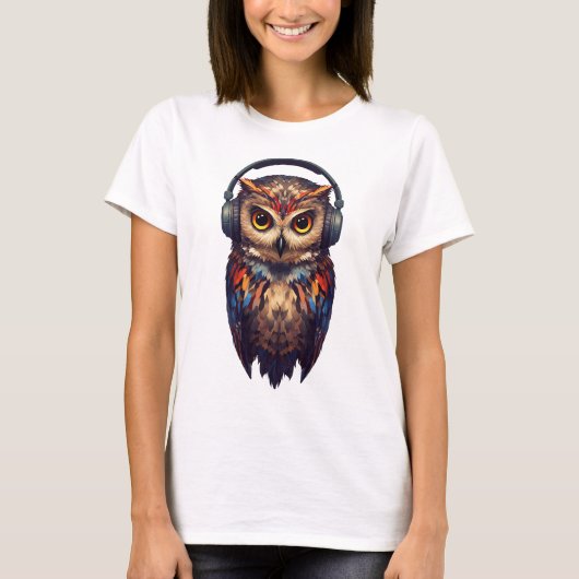 Midnight Echo – Abstract Owl with Soul Tシャツ (正面)