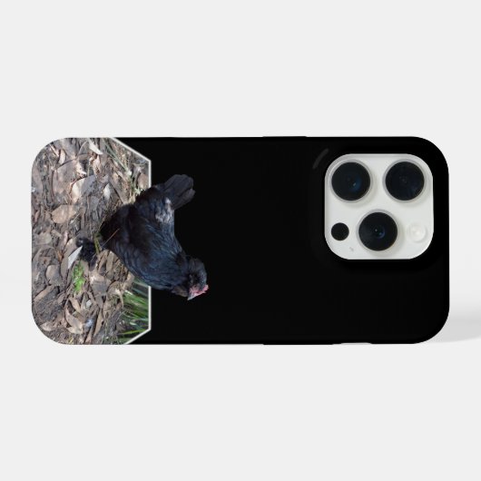"Midnight Feathers: A Black Chicken in Popout Art" iPhoneケース (裏面横)