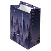 Midnight Forest Gift Bag – Starry Night Pine Tree ミディアムペーパーバッグ (正面アングル)
