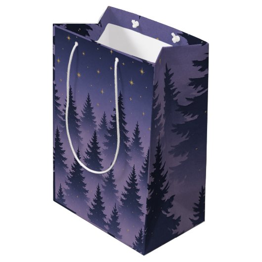 Midnight Forest Gift Bag – Starry Night Pine Tree ミディアムペーパーバッグ (裏面アングル)