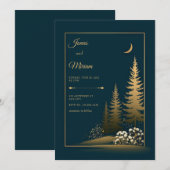 Midnight Forest Gold Wedding 招待状 (正面/裏面)
