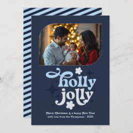 Midnight Frost Modern Blue Christmas Photo シーズンカード