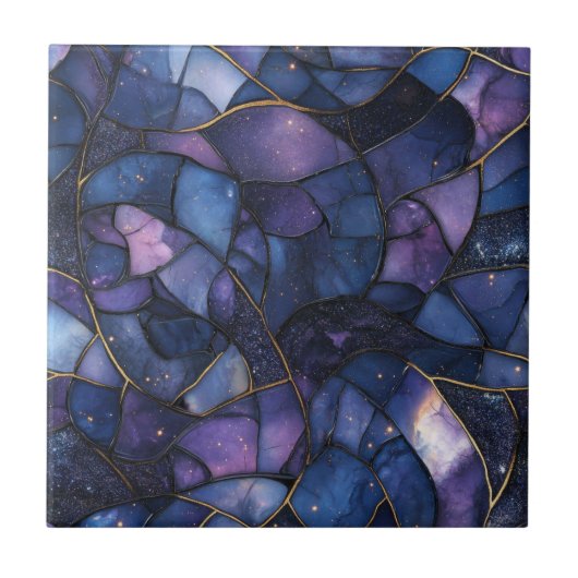Midnight Galaxy Stained Glass Mosaic タイル (正面)